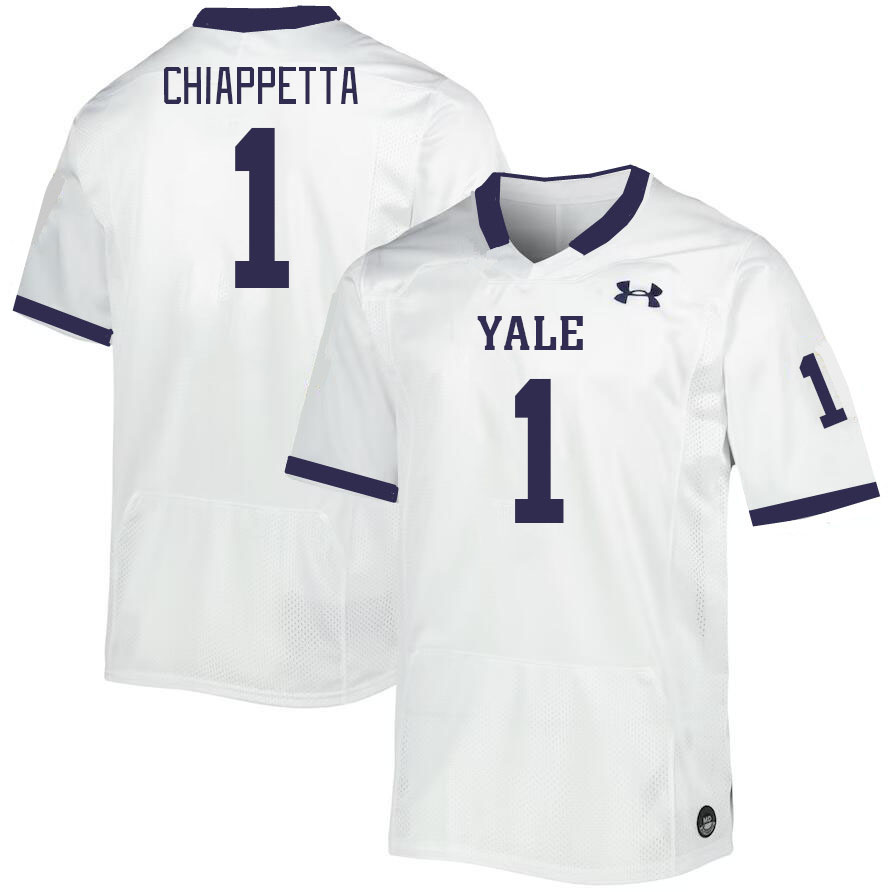 Men-Youth #1 Dante Chiappetta Yale Bulldogs 2023 College Football Jerseys Stitched-White